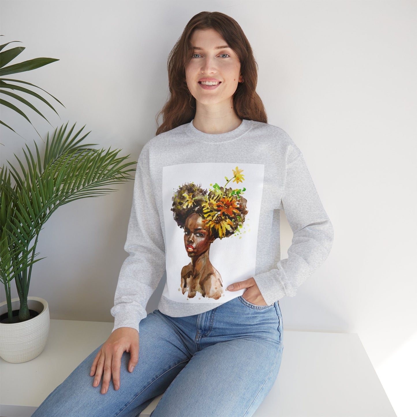 Unisex Black Girl Artwork Crewneck Sweatshirt