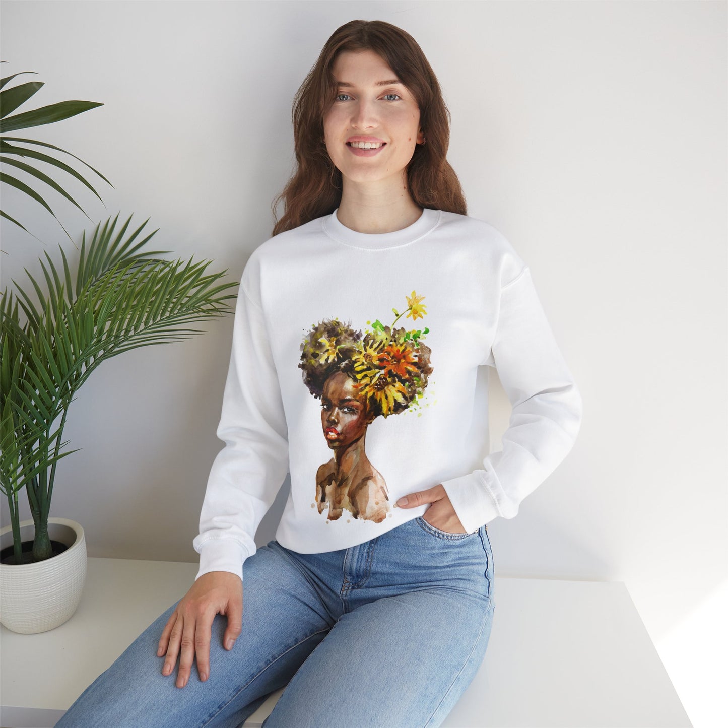 Unisex Black Girl Artwork Crewneck Sweatshirt