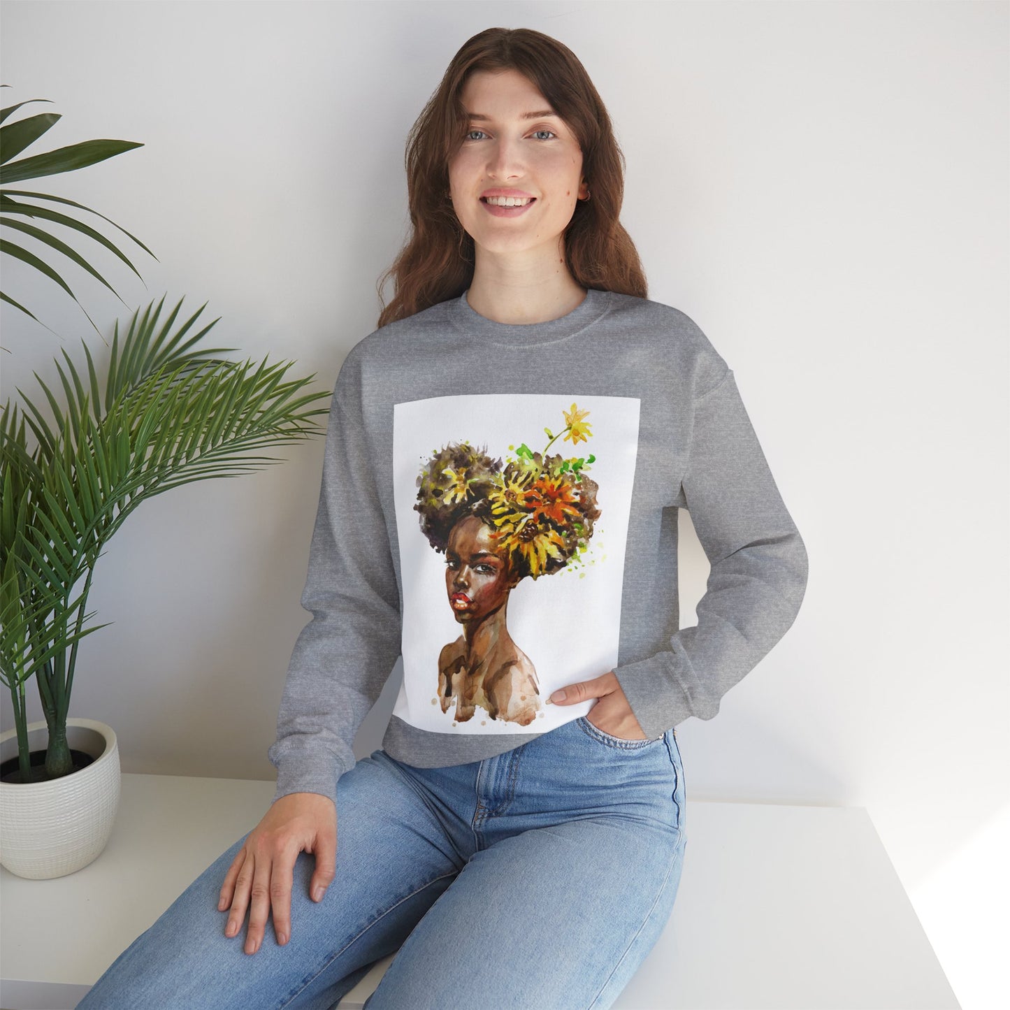 Unisex Black Girl Artwork Crewneck Sweatshirt